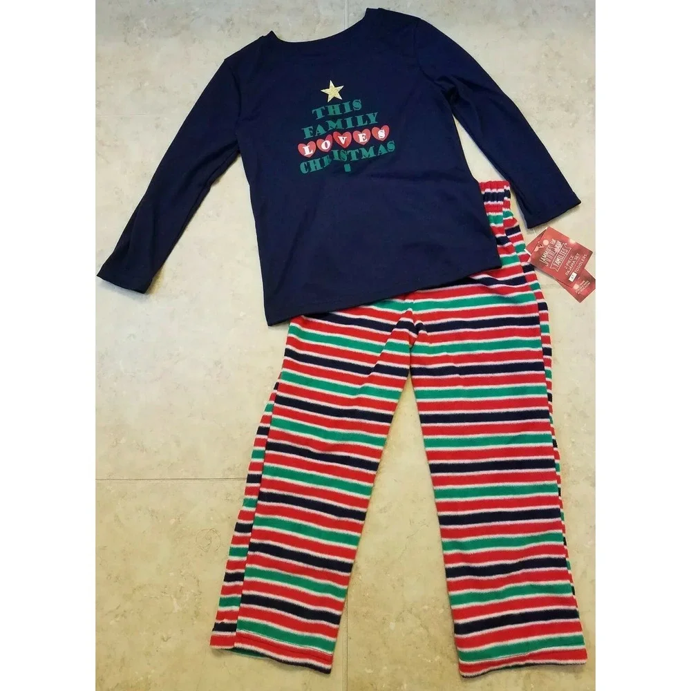 Jammies For‎ Your Families Toddler Boys 4T Pajama Set 2pc Blue Red Christmas NEW